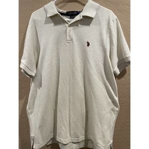 US Polo Assn Polo Shirt Mens X-Large Ultimate Pique Beige Short Sleeve